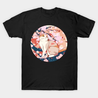 Cherry Blossom Kawaii Cat Sakura Japanese - Funny Cats T-Shirt